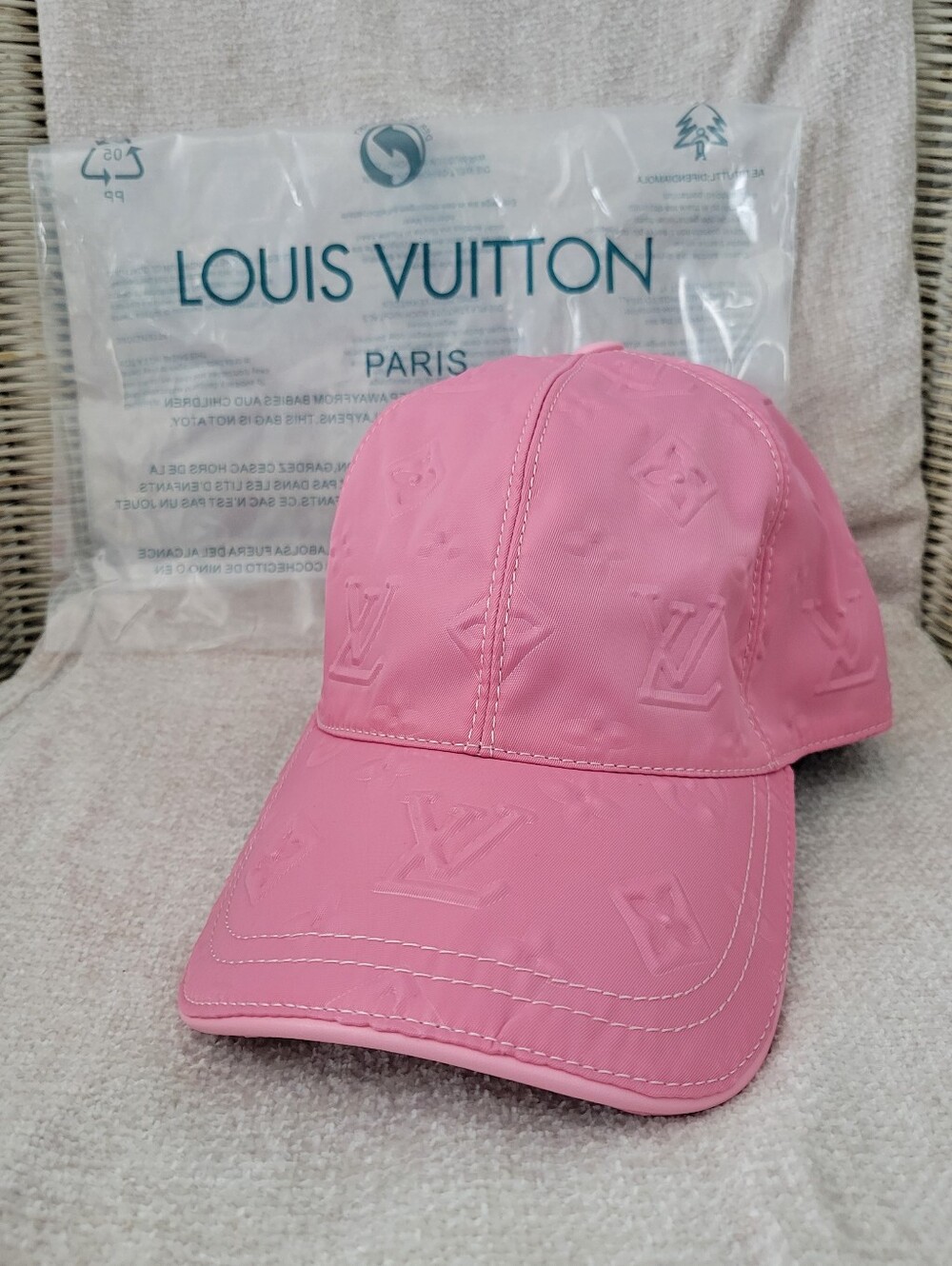 Louis Vuitton Pink Embossed Monogram Cap Hat